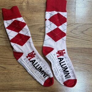 University of Houston Alumni Red and White Argyle Socks